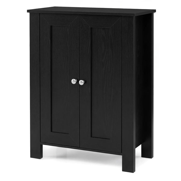 Bathroom Floor Cabinet with Double Doors Freestanding Wooden Storage-White
