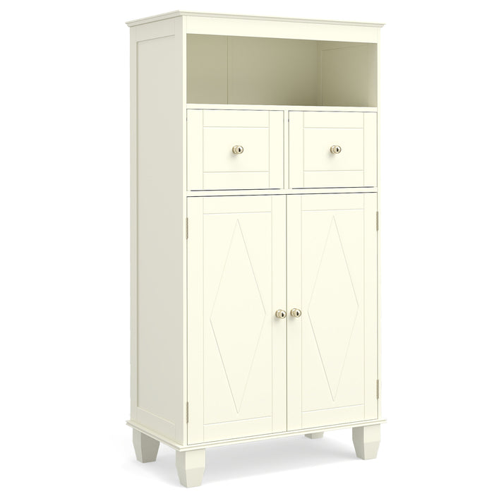 Bathroom Floor Storage Cabinet with Doors and Shelves-Gray
