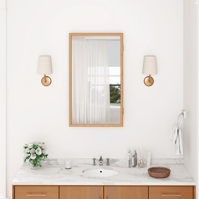 Bathroom Wall Cabinet Bamboo Medicine Cabinet with Mirror-