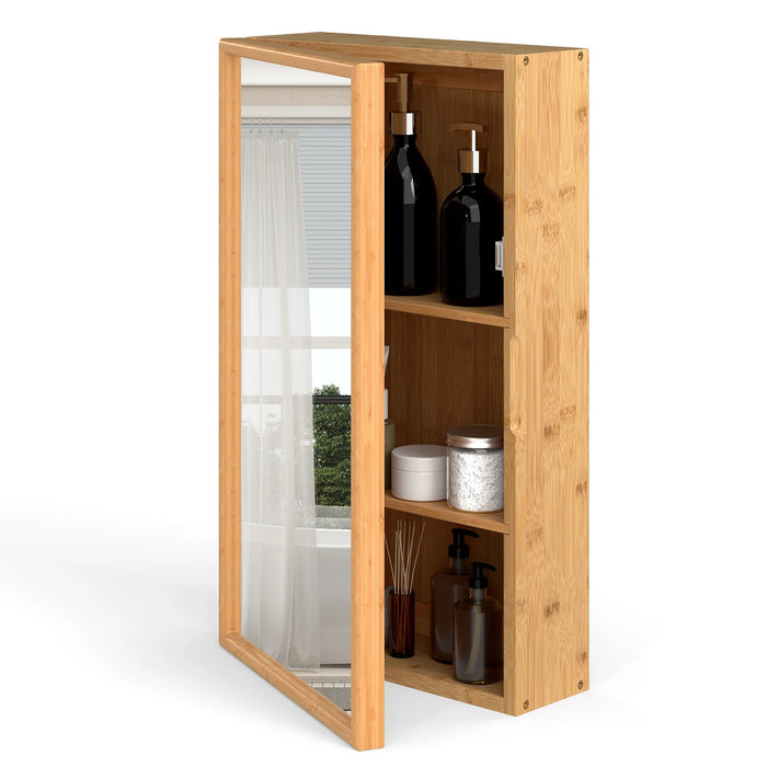 Bathroom Wall Cabinet Bamboo Medicine Cabinet with Mirror-