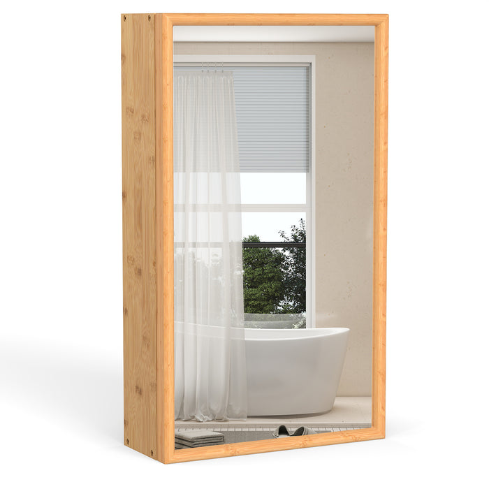 Bathroom Wall Cabinet Bamboo Medicine Cabinet with Mirror-