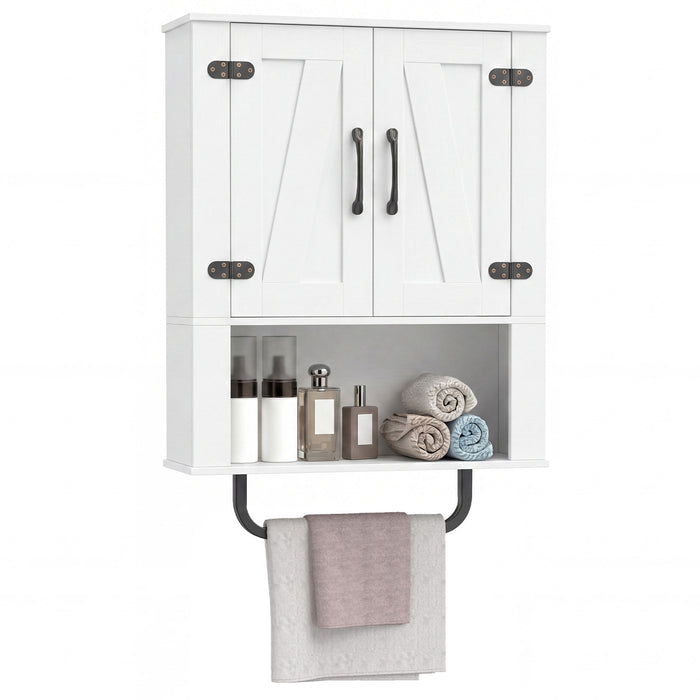Bathroom Wall Cabinet Farmhouse Wall Mounted Organizer with 2 Barn Doors-Grey