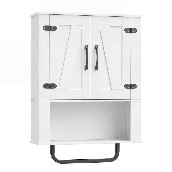 Bathroom Wall Cabinet Farmhouse Wall Mounted Organizer with 2 Barn Doors-Grey