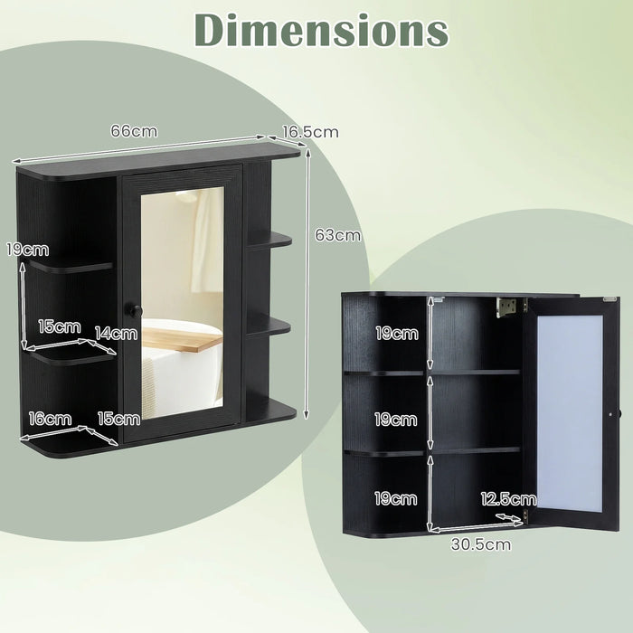 Bathroom Wall Cabinet with Mirror 3 Internal Shelves-