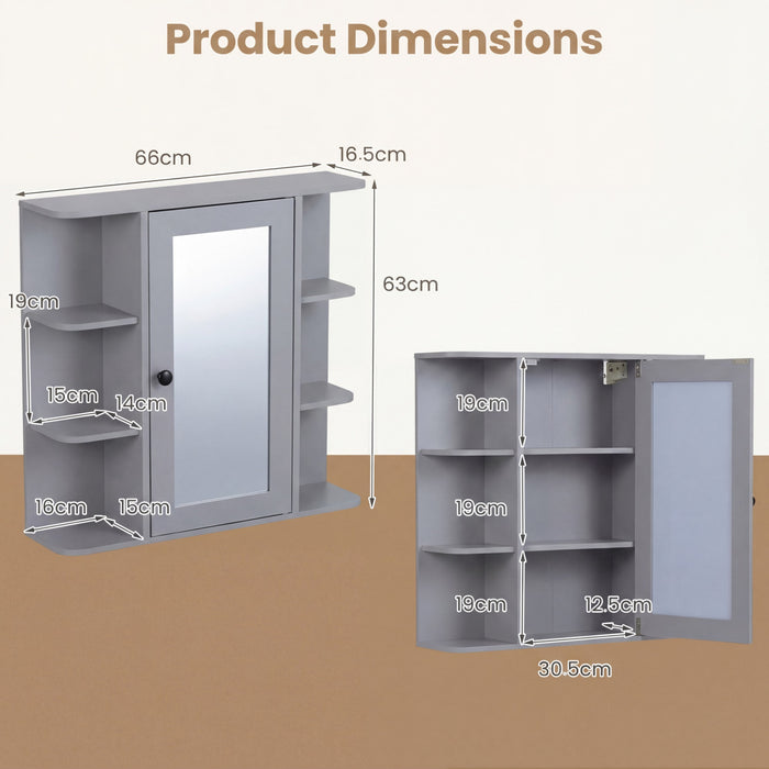 Bathroom Wall Cabinet with Mirror 3 Internal Shelves-
