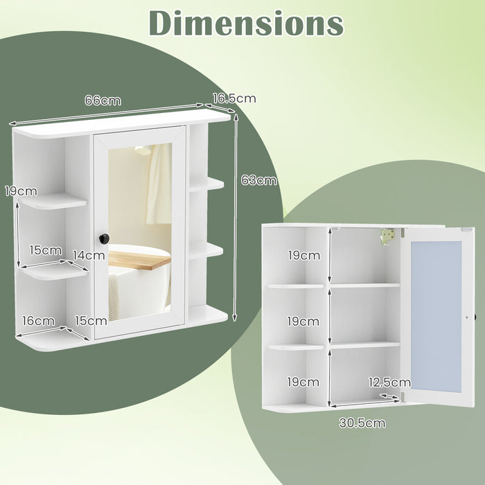 Bathroom Wall Cabinet with Mirror 3 Internal Shelves-