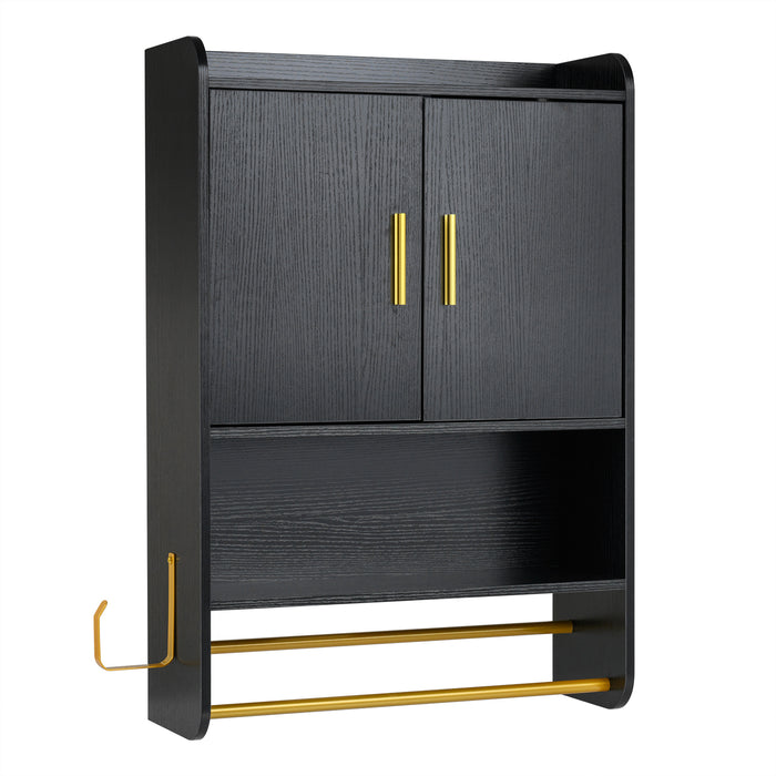 Bathroom Wall Cabinet with Open Shelves and Adjustable Shelf-