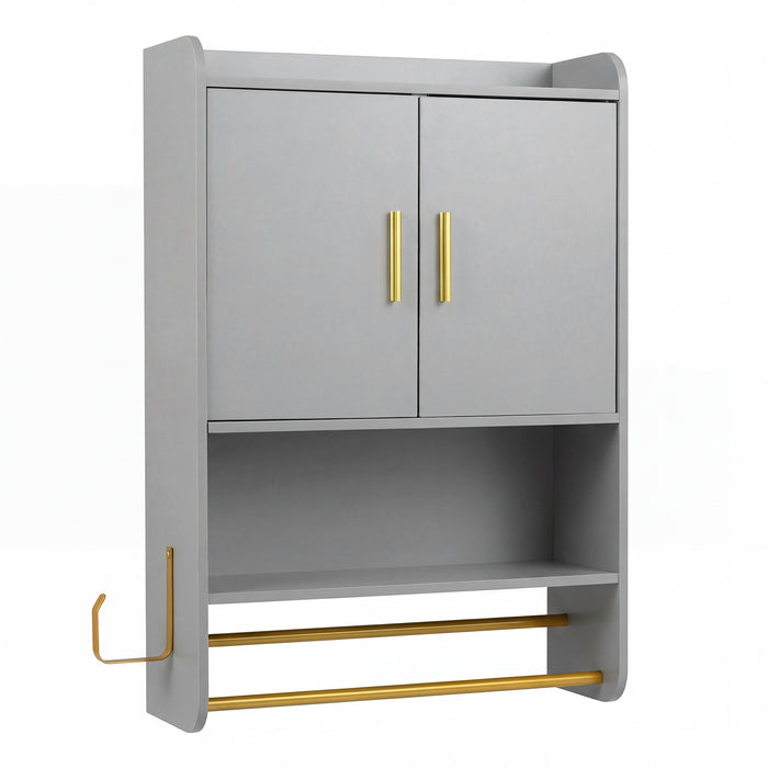 Bathroom Wall Cabinet with Open Shelves and Adjustable Shelf-