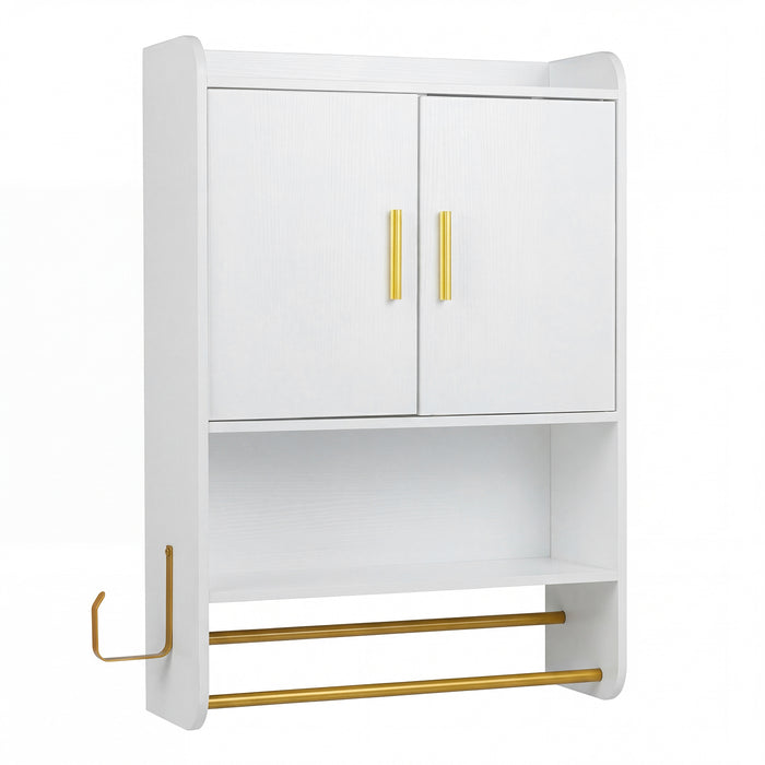 Bathroom Wall Cabinet with Open Shelves and Adjustable Shelf-