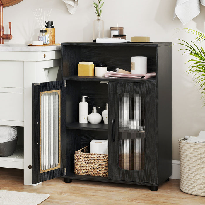 Bathroom Cabinet Freestanding Cabinet with 2 Doors and 3-Level Adjustable Shelf-White