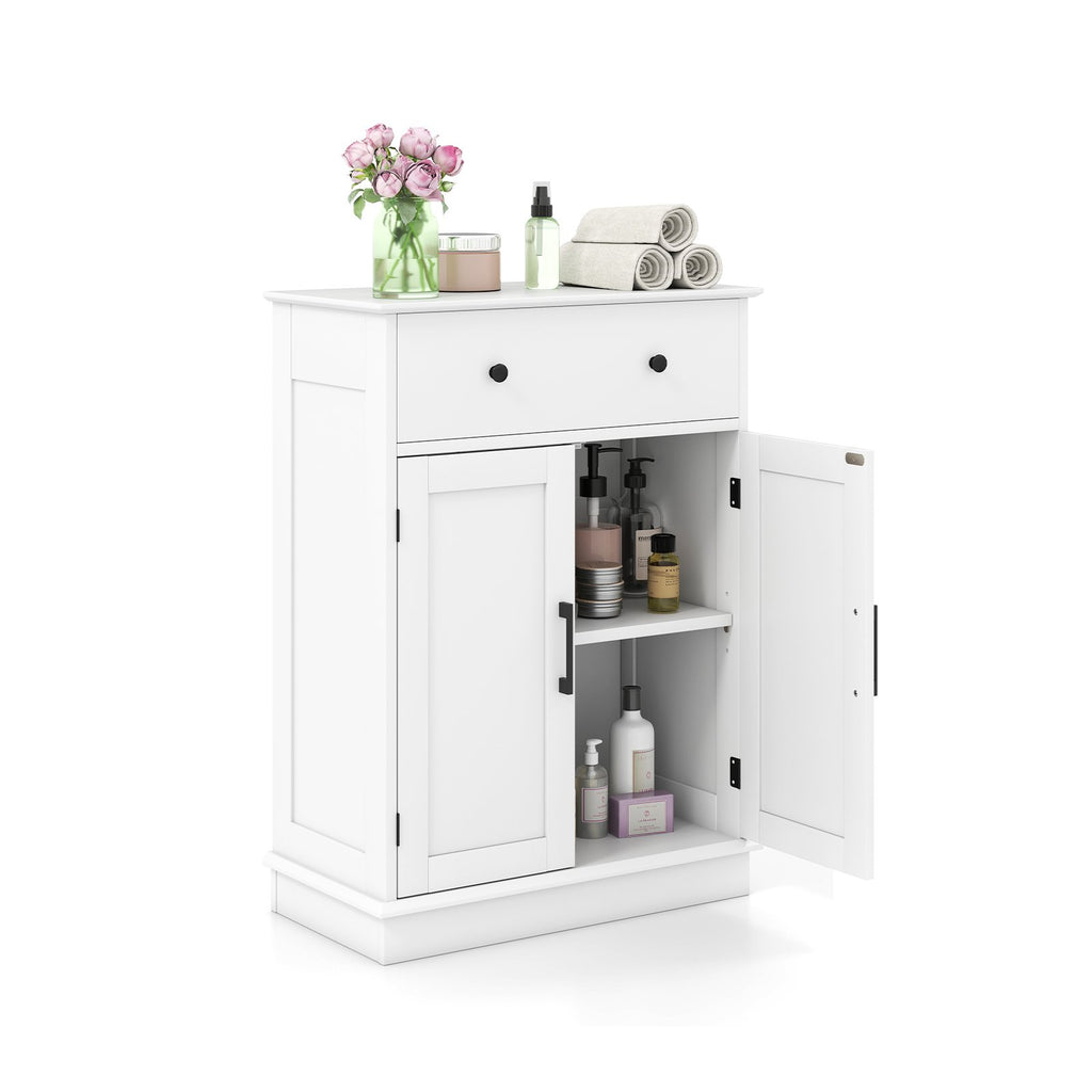 Bathroom Floor Bathroom Cabinet with Doors Modern Buffet Sideboard-White