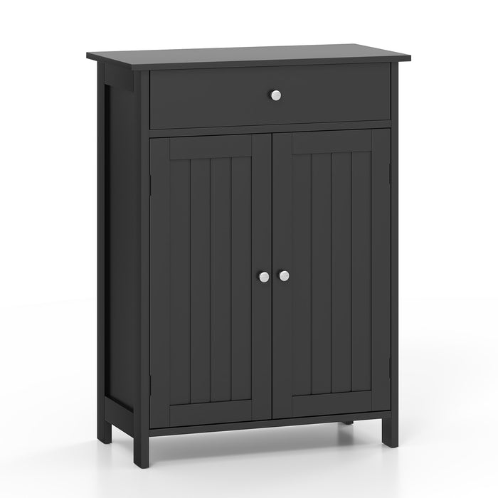 Bathroom Floor Cabinet 2-Door with Drawer and Adjustable Shelf-