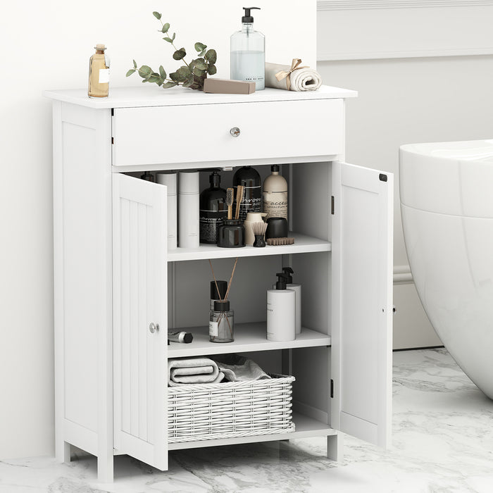 Bathroom Floor Cabinet 2-Door with Drawer and Adjustable Shelf-