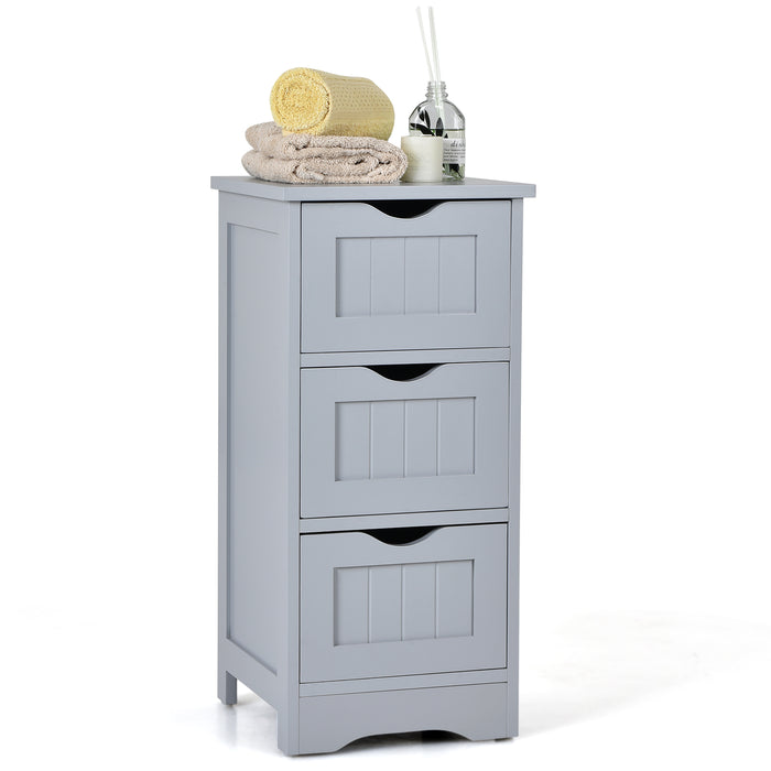 Bathroom Floor Cabinet with 3 Drawers and Cut-Off Handle-