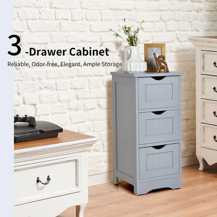 Bathroom Floor Cabinet with 3 Drawers and Cut-Off Handle-
