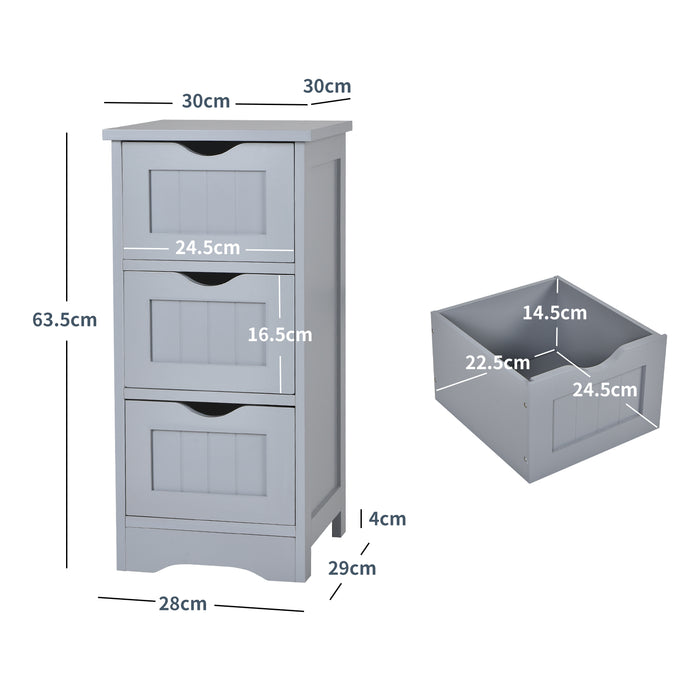 Bathroom Floor Cabinet with 3 Drawers and Cut-Off Handle-