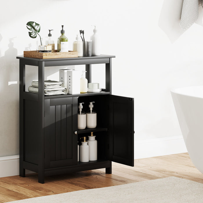 Bathroom Floor Cabinet with Open Shelf and Adjustable Shelf-
