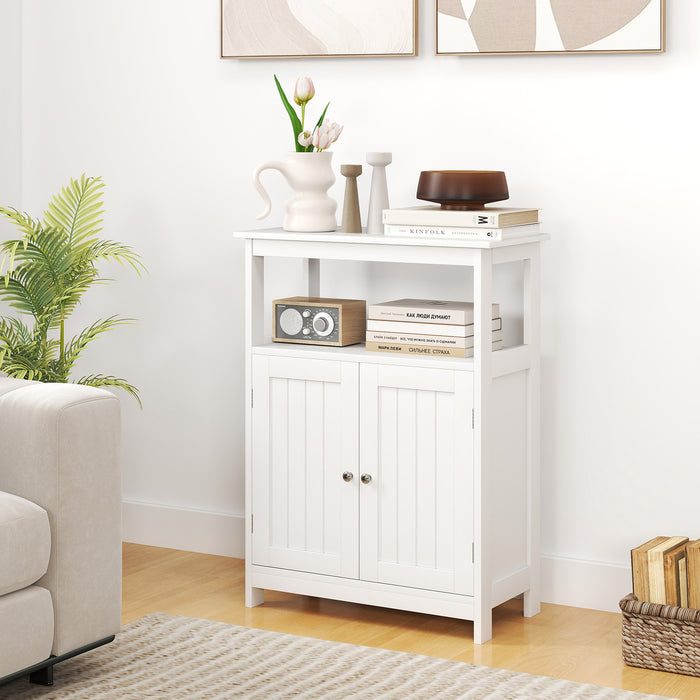 Bathroom Floor Cabinet with Open Shelf and Adjustable Shelf-