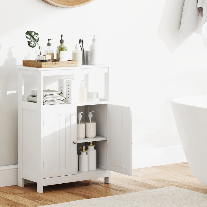 Bathroom Floor Cabinet with Open Shelf and Adjustable Shelf-
