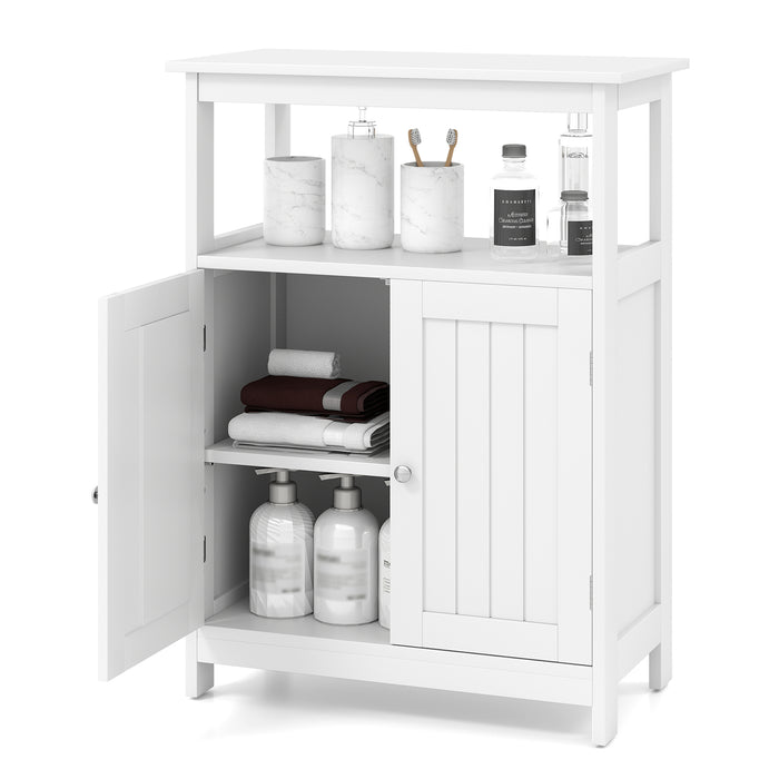 Bathroom Floor Cabinet with Open Shelf and Adjustable Shelf-