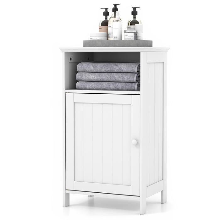 Bathroom Floor Single Door Side Cabinet with Open Compartment-