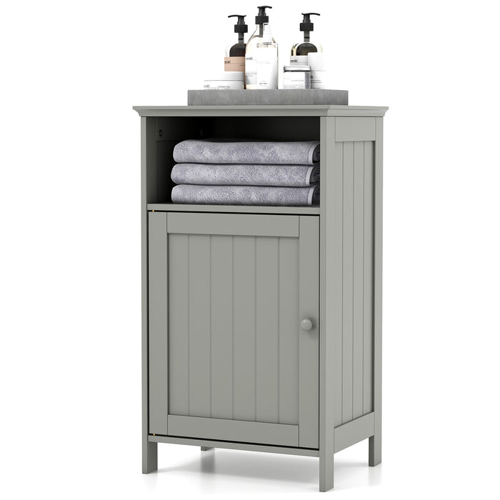 Bathroom Floor Single Door Side Cabinet with Open Compartment-