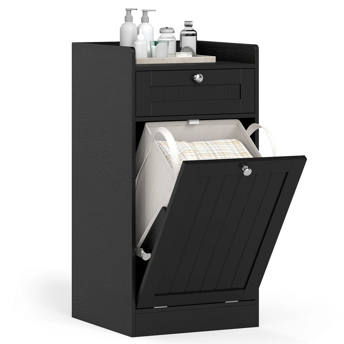 Bathroom Storage Cabinet with Drawer and Removable Hamper-