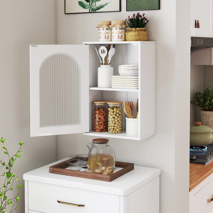 Bathroom Wall Cabinet with Tempered Glass Door and Adjustable Shelf-