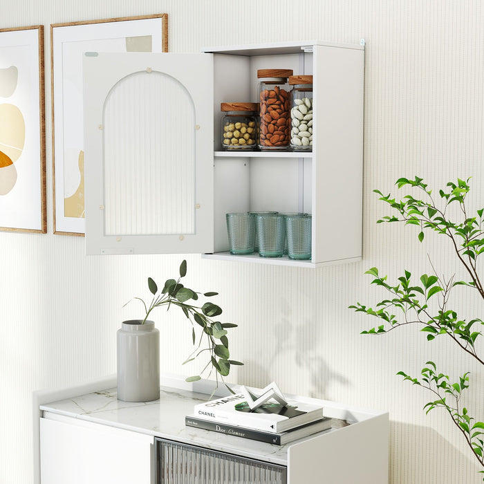 Bathroom Wall Cabinet with Tempered Glass Door and Adjustable Shelf-