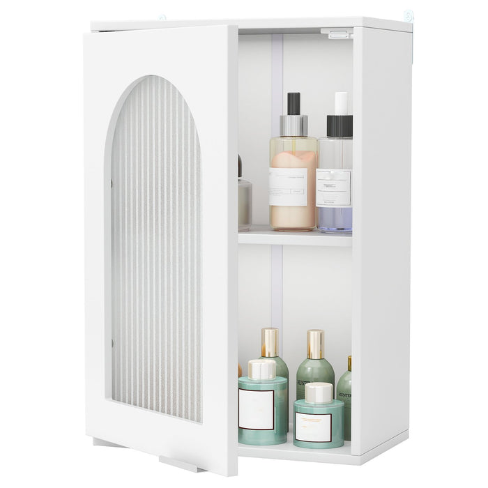 Bathroom Wall Cabinet with Tempered Glass Door and Adjustable Shelf-