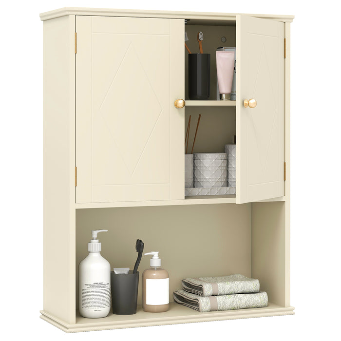 Bathroom Wall Cabinet with Open Shelf and Adjustable Shelf-