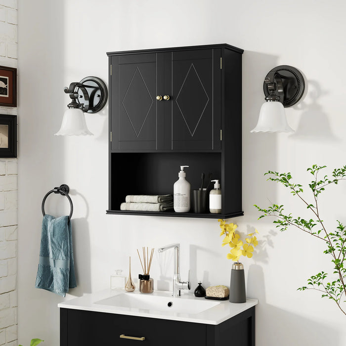Bathroom Wall Cabinet with Open Shelf and Adjustable Shelf-