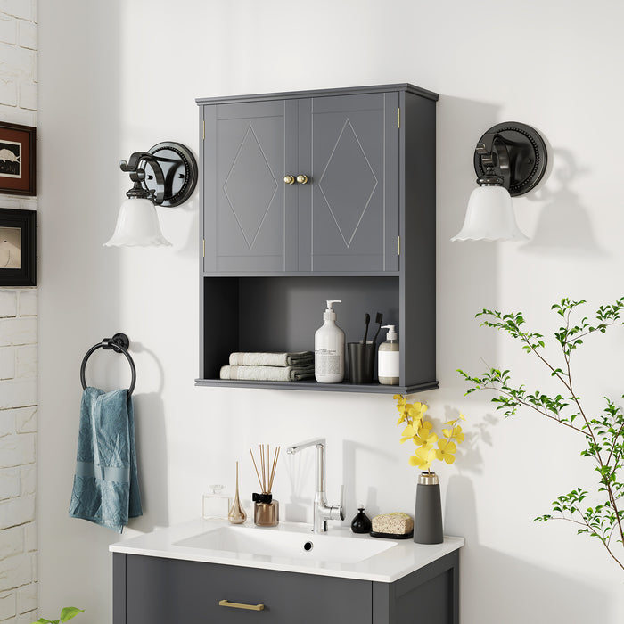 Bathroom Wall Cabinet with Open Shelf and Adjustable Shelf-