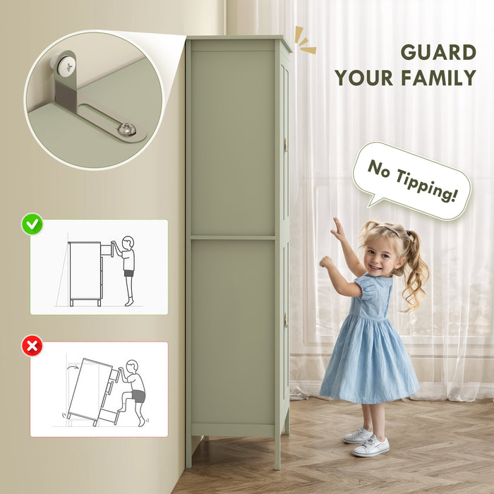 HOMCOM Tall Pantry Cupboard with Motion Sensor LED Light - Green