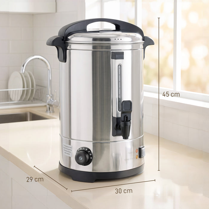 HOMCOM 6.5L Catering Urn, 1500W Stainless Steel Hot Water Boiler Dispenser with Thermostat, Keep Warm Function & Easy Pour Tap
