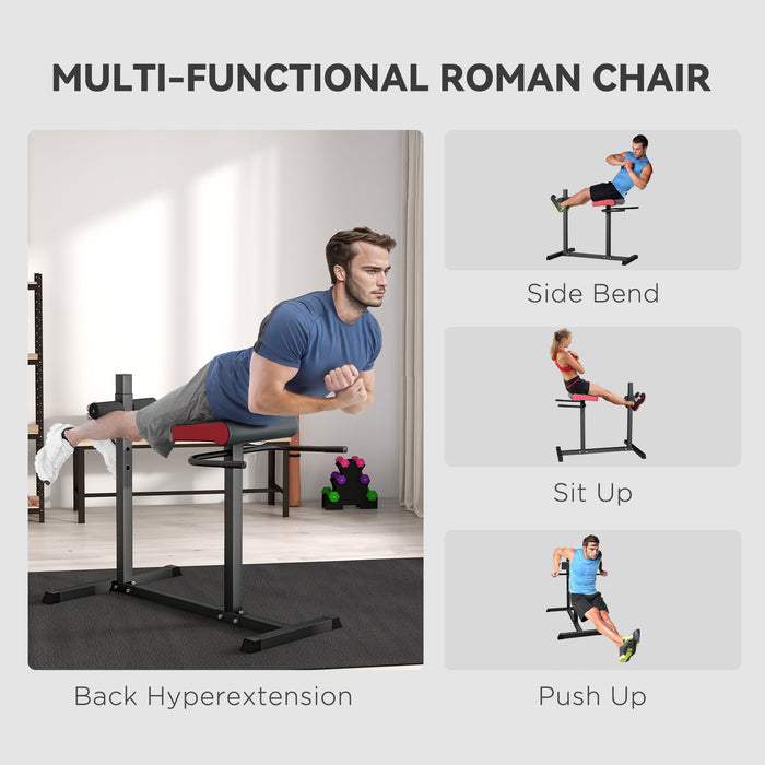 Adjustable Hyperextension Bench - Back Extension Roman Chair with Leg Roller - Strengthening Core, Abs, and Glutes Workout Equipment