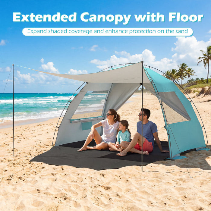 Beach Tent Sun Shelter with Canopy Carry Bag for 3-4 Person-