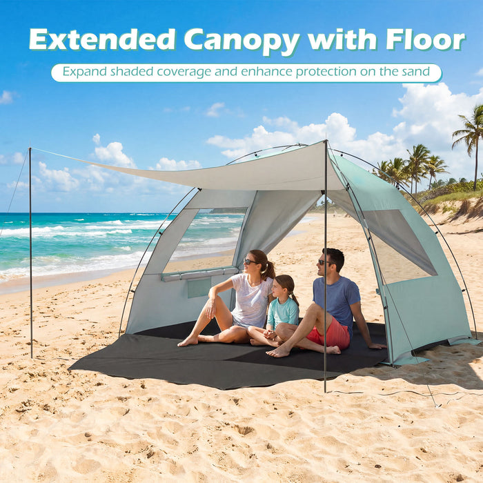 Beach Tent Sun Shelter with Canopy Carry Bag for 3-4 Person-