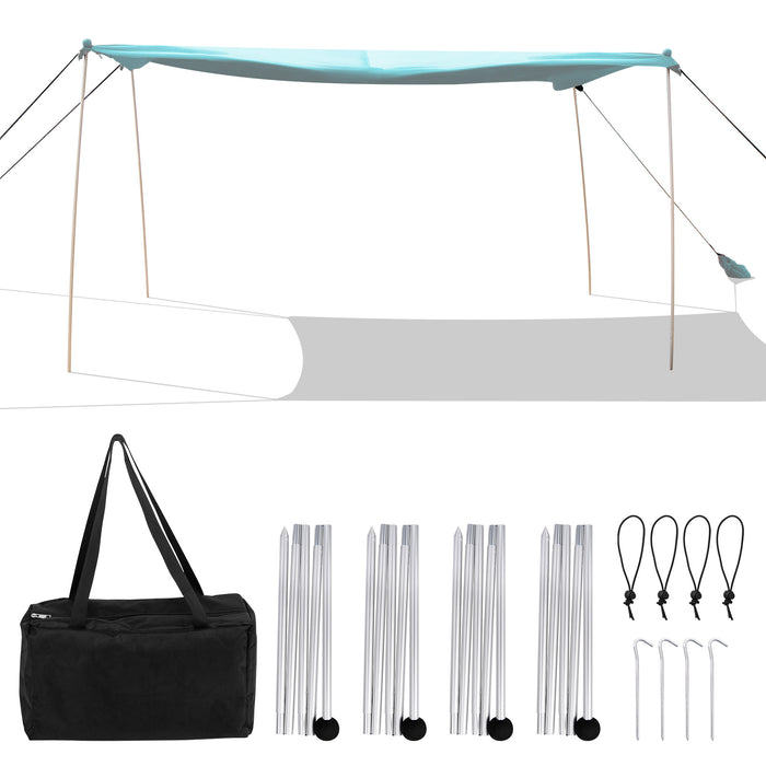 Beach Canopy Shields Model 300x300cm - Large Beach Tent, Sun Shelter, Fits 6-8 Persons - Ideal Summer Protection for Groups and Families