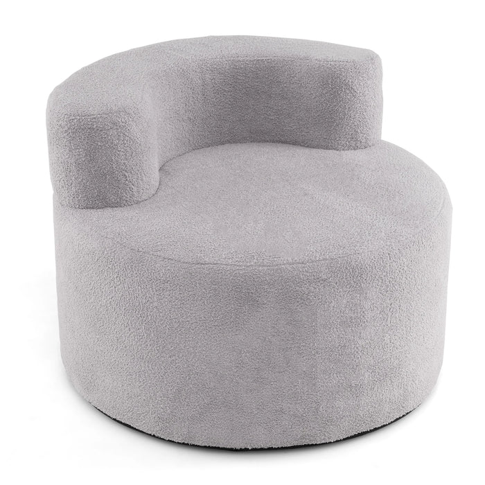 Bean Bag Chair with Soft Teddy Fleece and Curved Backrest-White