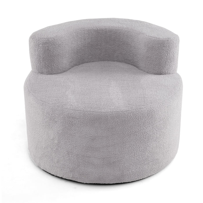 Bean Bag Chair with Soft Teddy Fleece and Curved Backrest-White