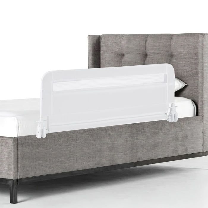 /120 CM Foldable Baby Bed Rail with Removable Washable Cover and Safety Strap-White-