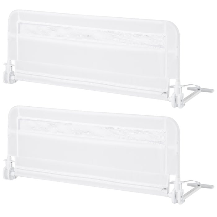 /120 CM Foldable Baby Bed Rail with Removable Washable Cover and Safety Strap-White-