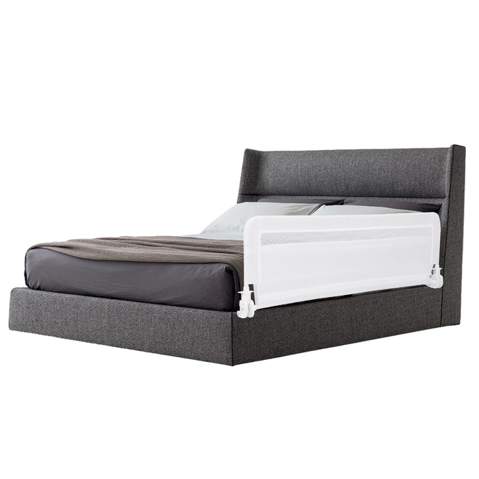 /120 CM Foldable Baby Bed Rail with Removable Washable Cover and Safety Strap-White-
