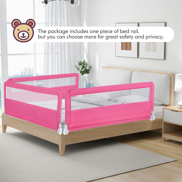 150CM Foldable Baby Bed Rail Guard with Washable Cover and Safety Strap-