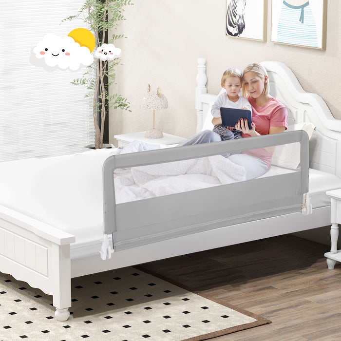150CM Foldable Baby Bed Rail Guard with Washable Cover and Safety Strap-