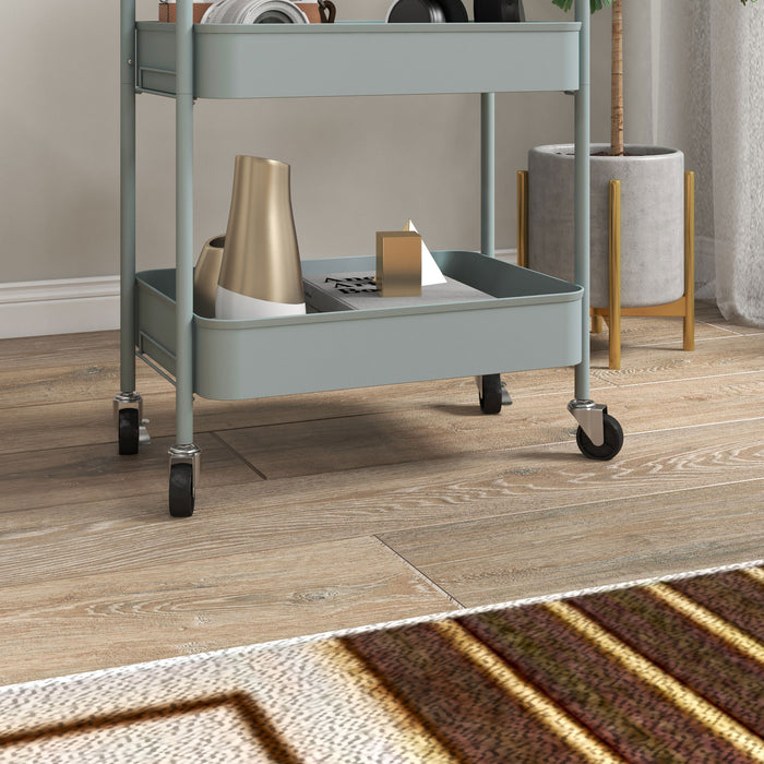 HOMCOM Three-Tier Steel Storage Trolley - Light Blue | Aosom UK