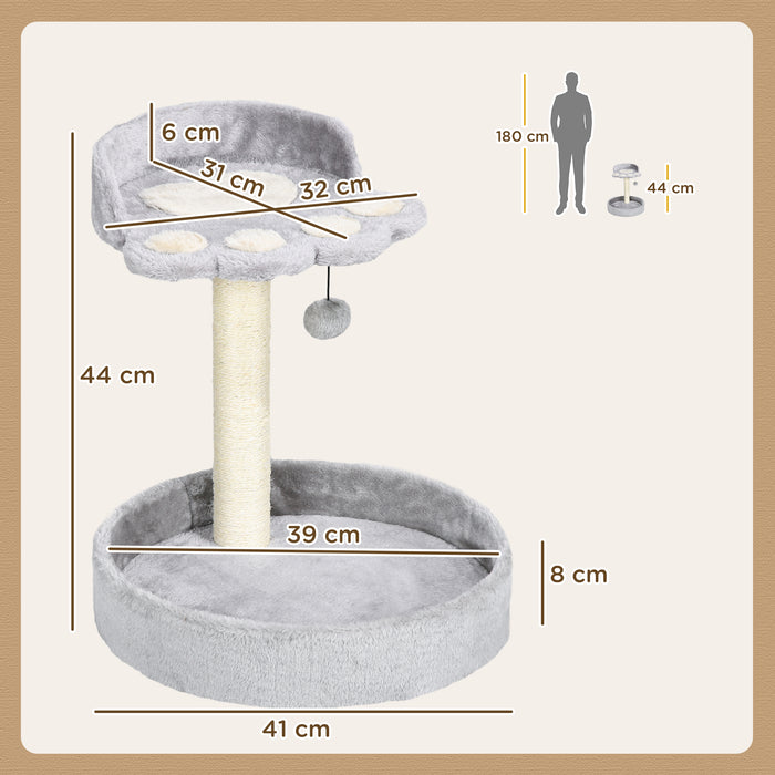 Cat Claw 44cm Tower - Light Grey Sisal Scratching Post for Cats - Ideal for Claw Maintenance & Play