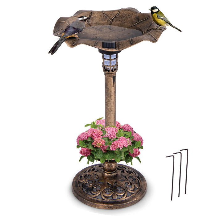 Solar-Powered Combo Set - Bird Bath and Feeder for Garden, Yard, Lawn - Perfect Addition for Bird Watchers and Nature Lovers