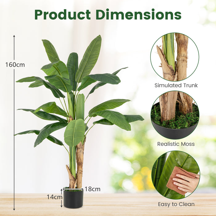 Bird of Paradise Artificial Plant Faux Banana Leaf Tree